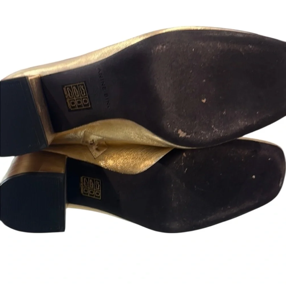 ANINE BING ICONIC LEATHER‎ Gold Ankle Boots